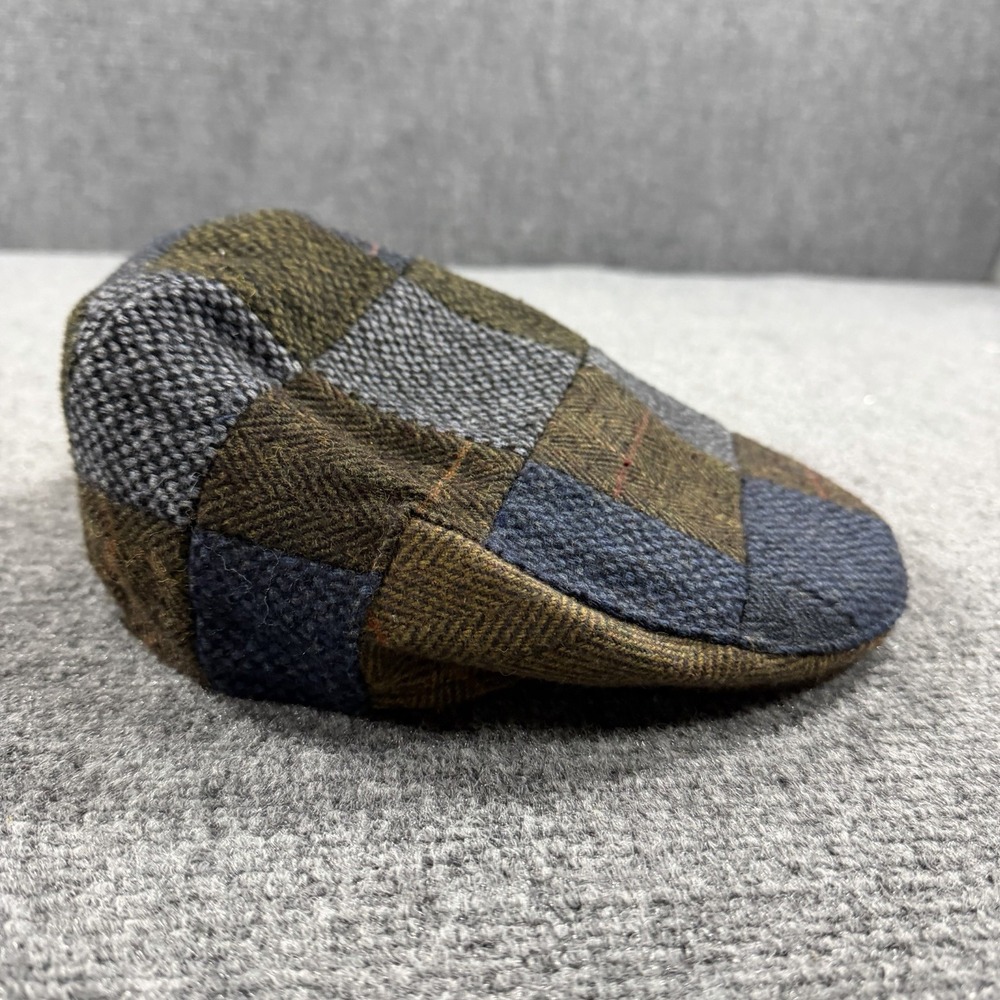 The Quiet Man Cap Mens Large Tweed Plaid Patchwork Wool Blend Preppy Hat